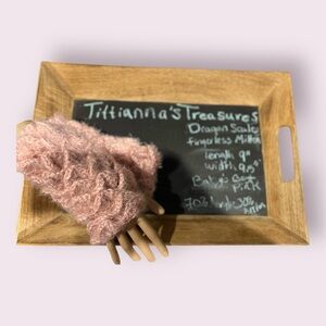 Crochet Dragon Scale Fingerless Mittens/Sleeves Baby’s Best Pink 9”x9.5”